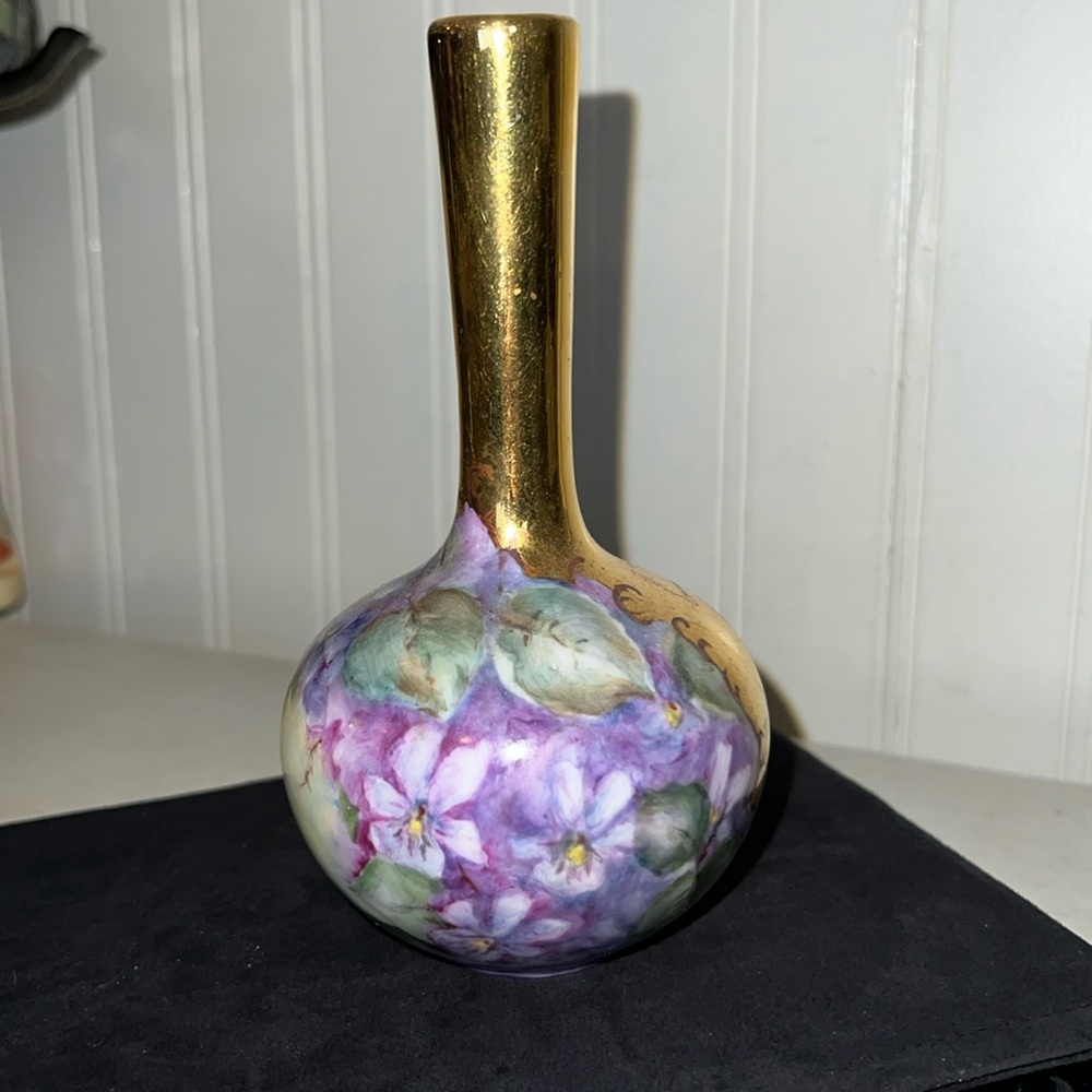 Antique Hand Painted Vase 6” Bavarian